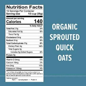 One Degree Organic Foods Sprouted Quick Oats, USDA Organic, Non-GMO Gluten Free Oatmeal, 24 oz., 4 Pack