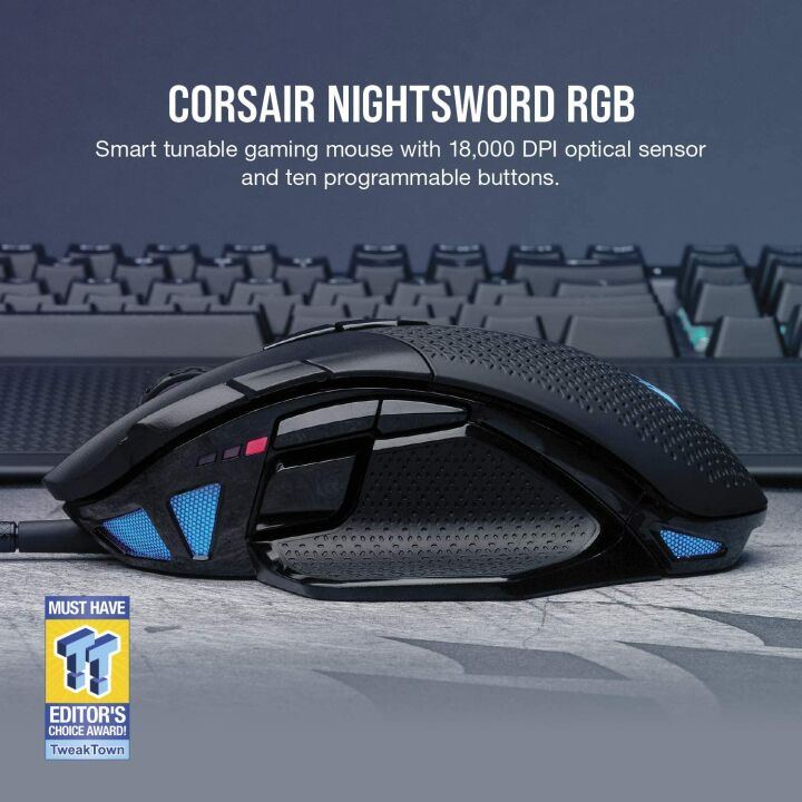 Corsair Nightsword RGB Gaming Mouse with 18000 DPI