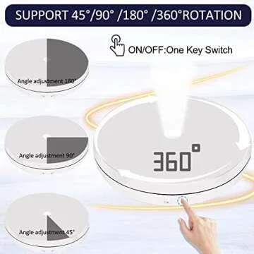 Foleto Motorized Rotating Display Stand with LED 22lb Load, 10inch/25cm 360 Degree Electric Rotating Display Stand for Display Jewelry, Product Photography (white 10inch with led light)