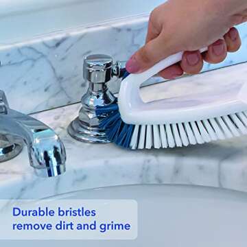 Unger Multi-Purpose Counter & Fixture Scrub Brush – Non-Slip Scrub Brush, Small Cleaning Brush, Ho...