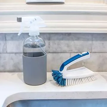 Unger Multi-Purpose Counter & Fixture Scrub Brush – Non-Slip Scrub Brush, Small Cleaning Brush, Household Cleaning Supplies, Removes Dirt & Grime, Bathroom Sinks, Kitchen Countertops & Faucets