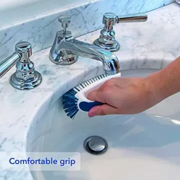 Unger Multi-Purpose Counter & Fixture Scrub Brush – Non-Slip Scrub Brush, Small Cleaning Brush, Household Cleaning Supplies, Removes Dirt & Grime, Bathroom Sinks, Kitchen Countertops & Faucets