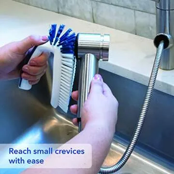 Unger Multi-Purpose Counter & Fixture Scrub Brush – Non-Slip Scrub Brush, Small Cleaning Brush, Household Cleaning Supplies, Removes Dirt & Grime, Bathroom Sinks, Kitchen Countertops & Faucets