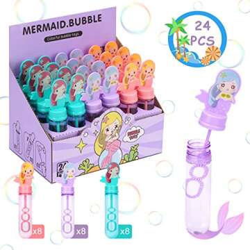 Colorful Mermaid Bubble Wands - 24PCS Under The Sea Party Favors for Kids