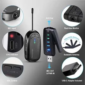 Alvoxcon Wireless Lapel Microphone for Computer, USB lavalier Mic System for MacBook, Android, PC, Laptop, Speaker, Zoom Meeting, Teacher Podcasting, Vlog, YouTube, Conference, Vocal Recording