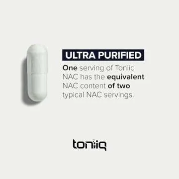 Toniiq 1300mg NAC - 4 Month Supply - Min. 98%+ Tested Purity - Ultra High Strength Bioavailable NAC Cysteine Supplement - 240 Vegetarian N Acetyl Cysteine Capsules -Lab Tested TQ