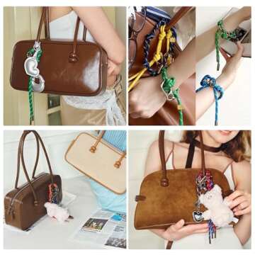 Floramos Stylish Custom Initials Charm Keychain with Carabiner Lanyard