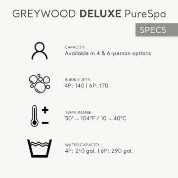 Intex PureSpa Greywood Deluxe 85" x 25" Outdoor Portable Inflatable 6 Person Round Hot Tub Spa with Bubble Jets, Hardwater Treatment, Filter and Cover