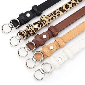 UnFader 3 Pack Women Skinny Belts for Dresses, Double O Ring Waist Thin Belts