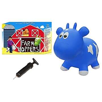 Farm Hoppers Safe Bouncing Blue Cow with Pump