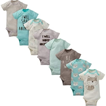 Gerber Baby 8-Pack Short Sleeve Bodysuits with Fox Designs, 3-6 Months
