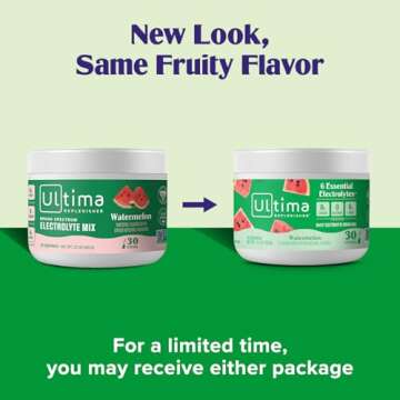 Ultima Replenisher Daily Electrolyte Powder Drink Mix – Watermelon, 30 Servings – Hydration Powd...