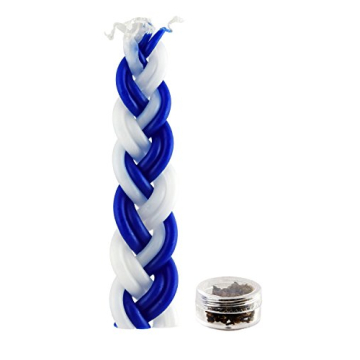 Peer Hastam Mini Blue and White Havdalah Candle with Besamim Spices