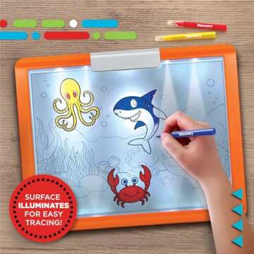 Discovery LED Tracing Tablet, 26-Piece Set with Washable Markers, Tracing & Template Sheets, Battery...