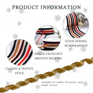 Golden Brown Velvet Ribbon for Gift Wrapping, Trimming Ribbon for Christmas DIY Craft Wedding Floral...