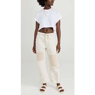 Free People Women's Moxie Low Slung Pull-On Barrel, White