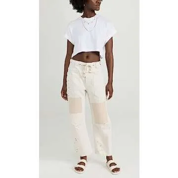 Free People Women's Moxie Low Slung Pull-On Barrel, White