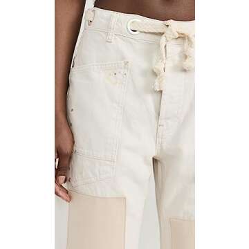 Free People Women's Moxie Low Slung Pull-On Barrel, White