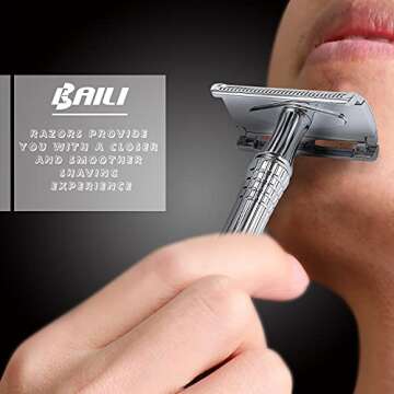 BAILI Classic Double Edge Safety Razor for Smooth Shaves