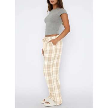 Stylish AIHUKOCY Drawstring Wide Leg Casual Pants