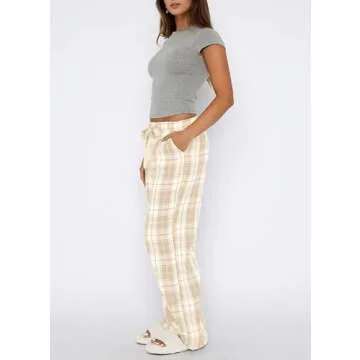 Stylish AIHUKOCY Drawstring Wide Leg Casual Pants