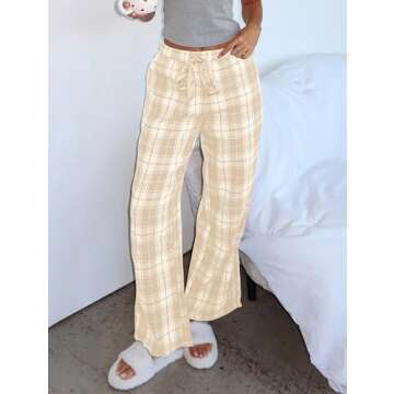 Stylish AIHUKOCY Drawstring Wide Leg Casual Pants