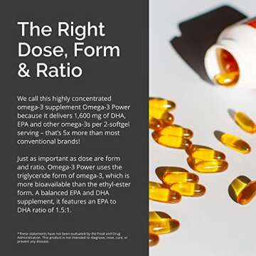 BRAINMD Dr Amen Omega-3 Power - 60 Capsules - Joint & Immune Support Supplement - Contains DHA & EPA - Gluten Free - 30 Servings