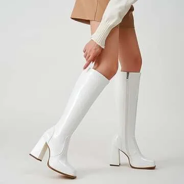 ZXHYZLZ Women’s White Go Go Boots for Trendy Style