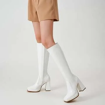 ZXHYZLZ Women’s White Go Go Boots for Trendy Style
