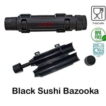 Virki Premium Sushi Making Kit, Sushi Bazooka, Bamboo and Silicone Sushi Rolling Mats, Silicone Rice Spoon, Sushi Knife, 5 Sets Black Fiberglass Chopsticks, Nigiri Rice Mold, Storage Bag