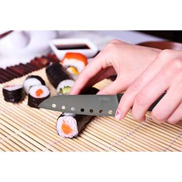 Virki Premium Sushi Making Kit, Sushi Bazooka, Bamboo and Silicone Sushi Rolling Mats, Silicone Rice Spoon, Sushi Knife, 5 Sets Black Fiberglass Chopsticks, Nigiri Rice Mold, Storage Bag