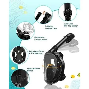 Viginsul Full Face Snorkel Mask & Adjustable Fins Gear Set for All