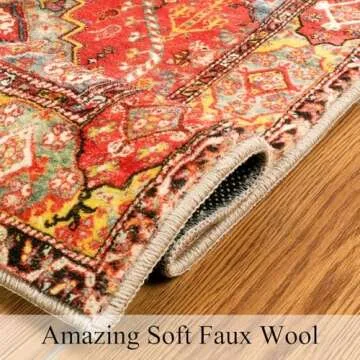 LEEVAN Orange Door Mat - Vintage Washable Non-Slip Rug