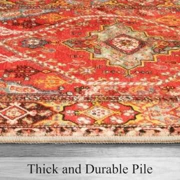 LEEVAN Orange Door Mat - Vintage Washable Non-Slip Rug