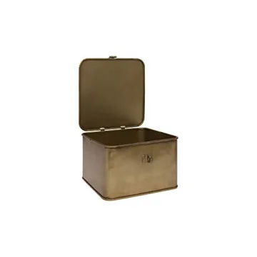 Gold Finish Square Metal Boxes Set of 3 Stylish Storage