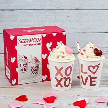 Valentine's Day Decor-Cute Cups with Faux Whipped Cream