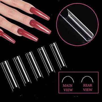 WOWITIS 500 Pcs Extra Long C Curve Nail Tips