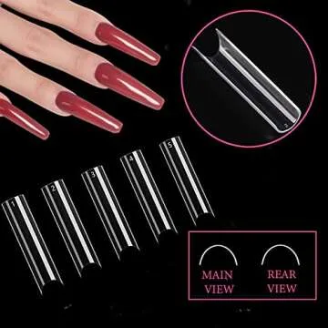 WOWITIS 500 Pcs Extra Long C Curve Nail Tips
