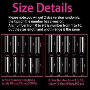 WOWITIS 500 Pcs Extra Long C Curve Nail Tips
