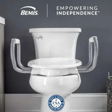 Bemis Assurance 3" Raised Toilet Seat with Handles, Clean Shield Guard, Secure Hinges, Elongated, Wh...