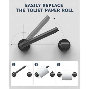 RARXTR Matte Black Toilet Paper Holder SUS304 Stainless Steel Double Post Pivoting Toilet Paper Roll...