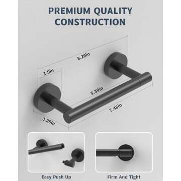 RARXTR Matte Black Toilet Paper Holder SUS304 Stainless Steel Double Post Pivoting Toilet Paper Roll Holder Wall Mounted Toilet Tissue Holder for Commercial Bathroom RV