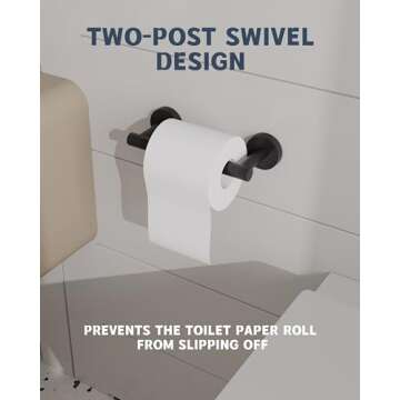 RARXTR Matte Black Toilet Paper Holder SUS304 Stainless Steel Double Post Pivoting Toilet Paper Roll Holder Wall Mounted Toilet Tissue Holder for Commercial Bathroom RV