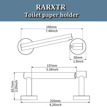 RARXTR Matte Black Toilet Paper Holder SUS304 Stainless Steel Double Post Pivoting Toilet Paper Roll Holder Wall Mounted Toilet Tissue Holder for Commercial Bathroom RV