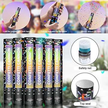Confetti Cannon Party Confetti Poppers (6 Pack) - Anfly Multicolor Confetti Shooters, Biodegradable ...