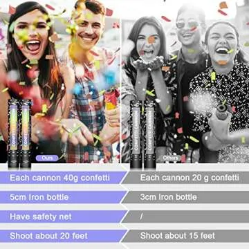 Confetti Cannon Party Confetti Poppers (6 Pack) - Anfly Multicolor Confetti Shooters, Biodegradable Confetti Blaster for Birthday, Graduation, Wedding, Christmas, New Year's Eve