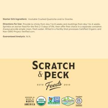 Scratch and Peck Starter Grit Supplement for Chickens and Ducks - Essential Supplement for Gizzard and Digestive Health - Sustainably Sourced - 7 lbs Bag