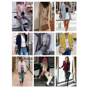 Genhoo Women Business Casual Blazer Jacket Open Front Knit Cardigan Blazer Navy Blue S