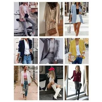 Genhoo Women Business Casual Blazer Jacket Open Front Knit Cardigan Blazer Navy Blue S