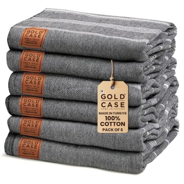 Gold CASE Turkish Beach Towel Set of 6-100% Cotton Beach Towels Oversized 70 x 38''- LYCIA Extra Lar...